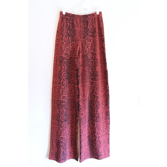 Boohoo Orange/Coral Snakeskin Palazzo Pants - Picture 3 of 5